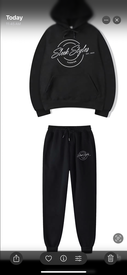 2 Piece Hoodie Sweatsuit with Large Logo